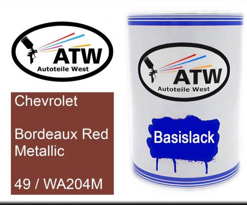 Chevrolet, Bordeaux Red Metallic, 49 / WA204M: 500ml Lackdose, von ATW Autoteile West.